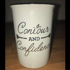 White, silver, & black makeup brush holder